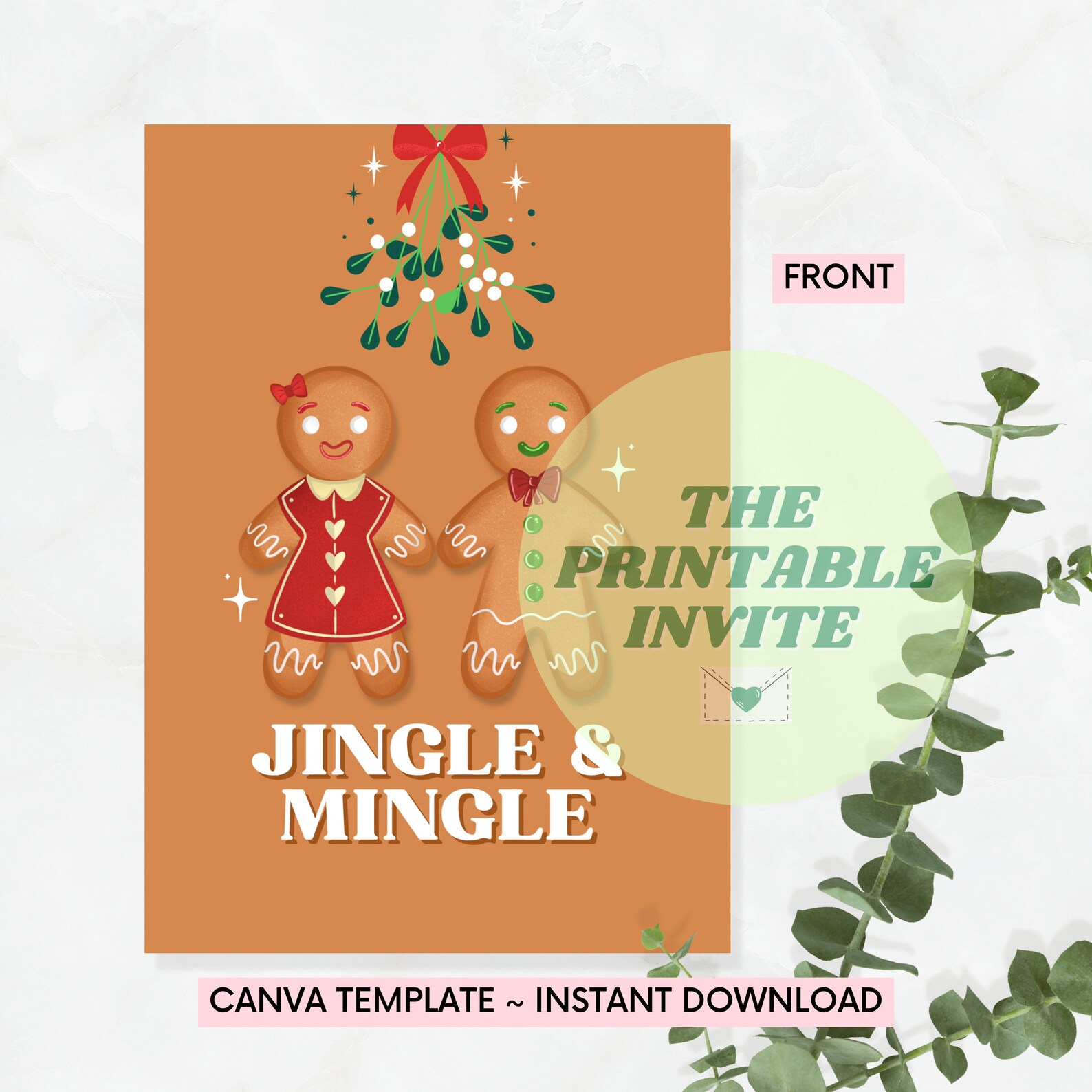 Jingle and Mingle Christmas Party Invitation Canva Template Fully ...