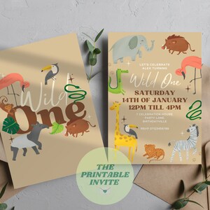 Wild One | Children’s Birthday Party Invitation | Canva Template | Fully Editable Printable or Digital Invite | Personalised Invite