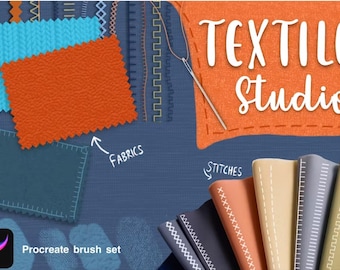 40 Procreate fabric stitching and texture brushes | Textile Procreate Texture Seamless Brushes |  Smooth textile Texture