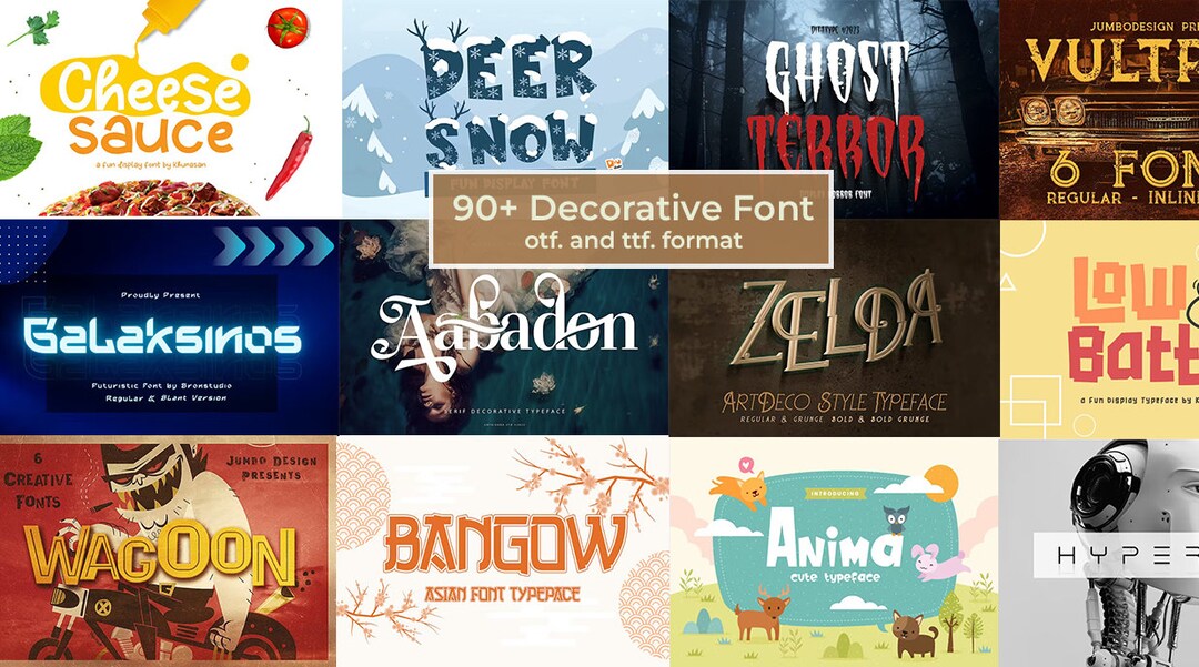90 Decorative Font in Otf and Ttf Format - Etsy