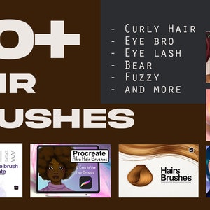 60+ Hair Brushes Bundle for Procreate & Photoshop – Digital Drawing Brushes for Realistic Hair, Beard, Eyelashes