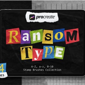 64 Pincéis Procreate Ransom Type, Pincéis Procreate, Arte Digital, Carimbos Procreate, Pincéis Tipográficos, Letras Procreate, Fonte Procreate