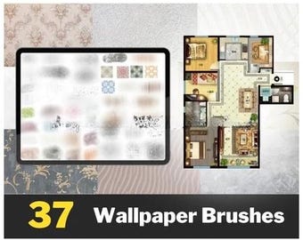 Procreate Interior Design Pack | Furniture Blocks | Floorplan Stamps | Architectural Stamps | Texture Brushes