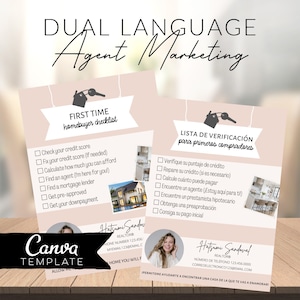 Marketing de dois idiomas imobiliário, Marketing de Bienes Raices, Canva Template Digital Download, Negocio imobiliário
