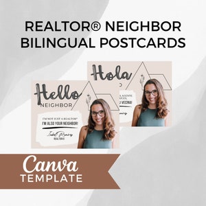 Cartes postales bilingues pour agent immobilier voisin | Postales para Agentes de Bienes Raices | Modèles immobiliers | Marketing de négociation immobilière