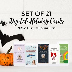 Set of 21 Textable Real Estate Cards | Realtor Holiday Cards | Digital Cards for Real Estate | Prospecting Cards | Canva Realtor Template