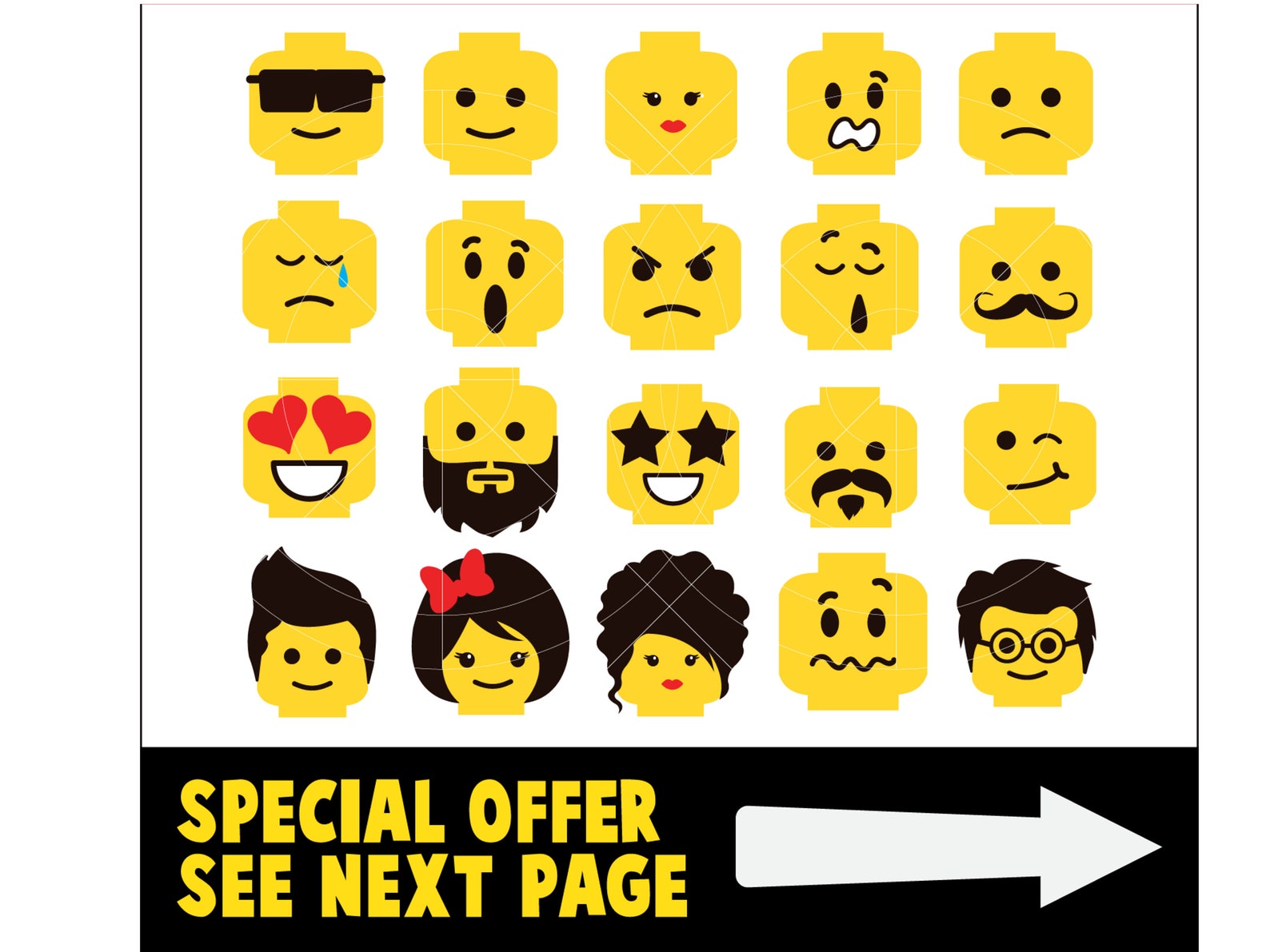 Brick Heads Girl Faces Bricks SVG Bricks Clipart Cricut Etsy