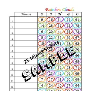 Rainbow Clouds (15 line bingo)