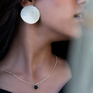 Large disc earrings, Gold Statement earrings, Handmade jewelry, Big Circle stud earrings, Chunky gold earrings, Modern fashion jewelry image 4