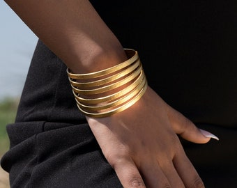 Handmade Bracelet Adjustable Cuff ~ Geometric Gold Bracelet ~ Gold Statement Jewelry ~ Gift for her ~ Handmade Gift ~ Designer Brass Jewelry