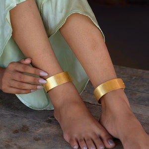 Gold Band Ankle Cuffs ~ Boho Ankle Bracelets ~ Adjustable Goddess Ancient Greek Foot Body Jewelry ~ Gold Anklets ~  Brass Jewelry ~ Gift