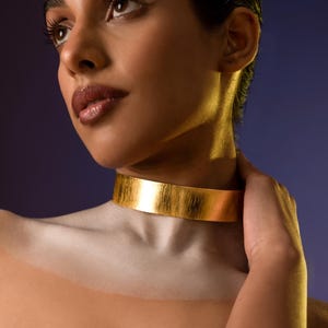 Gold Collar Necklace: Handmade Recycled Brass Cuff Choker