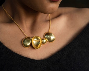 Chunky Necklace, Statement necklace for women, Handmade necklace, Silver Necklace, Gold statement jewelry, Gift for her, Handmade Jewelry