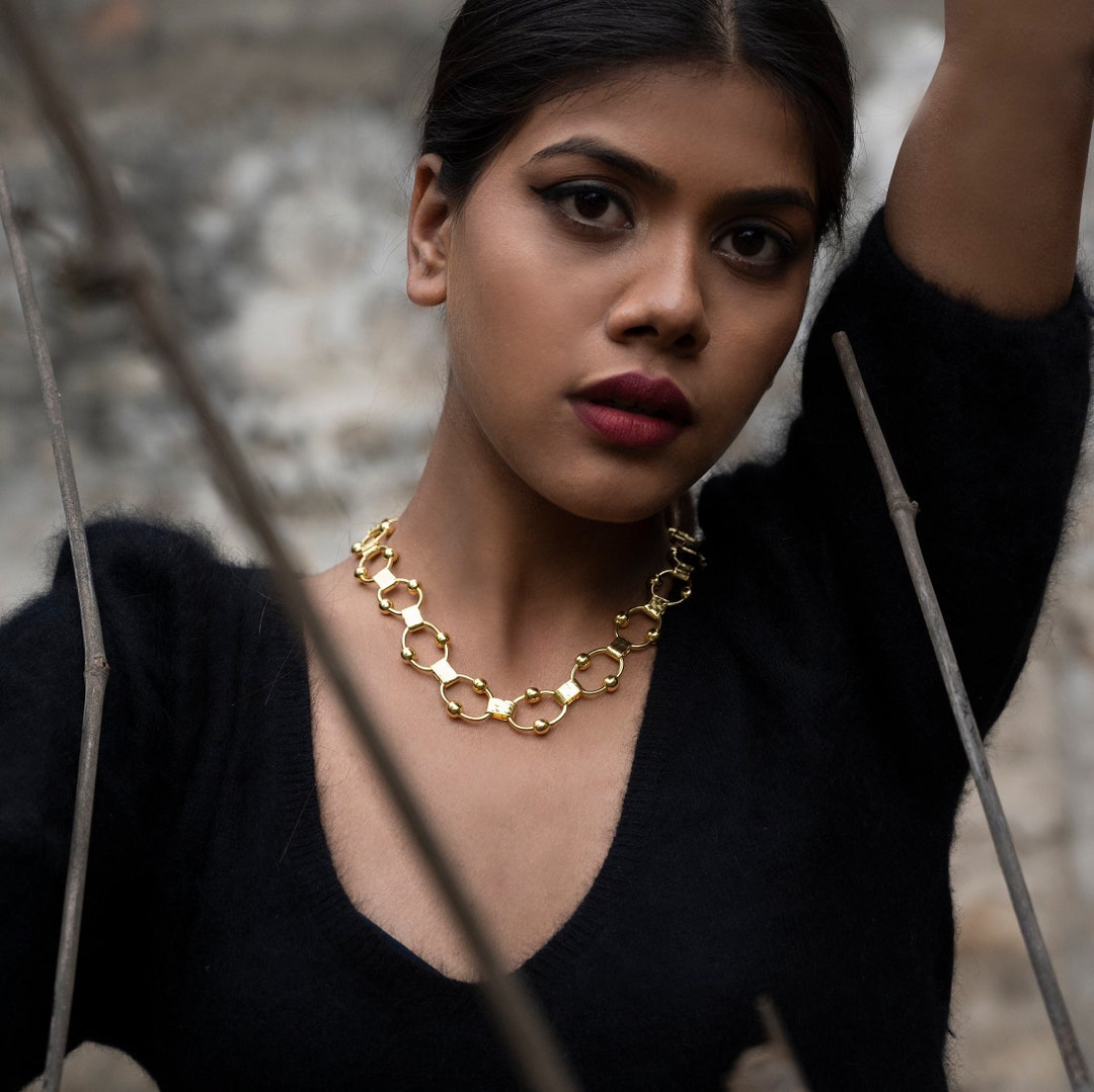 Statement Necklace for Women, Chunky Necklace, Gold Necklace, Handmade