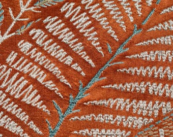 Rideaux orange brûlé - rideaux brodés texturés pour le salon, motif botanique, panneaux de fenêtre personnalisés