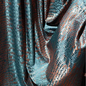 Teal and Copper Metallic Curtains: Modern Textured Grommet Drapes