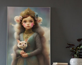 Impression d'art entre filles : déguisements, portrait de chaton (téléchargement numérique)