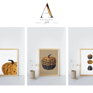 Kürbis Poster Set - 3 Printables | Hello Autumn Wanddekoration | Digitaldruck | Druckbare Kunst | Instand Download A4