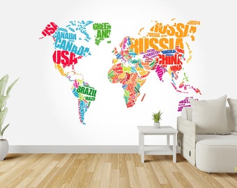 Map Wallpaper World Map Peel and Stick Self Adhesive Wall Mural - Etsy