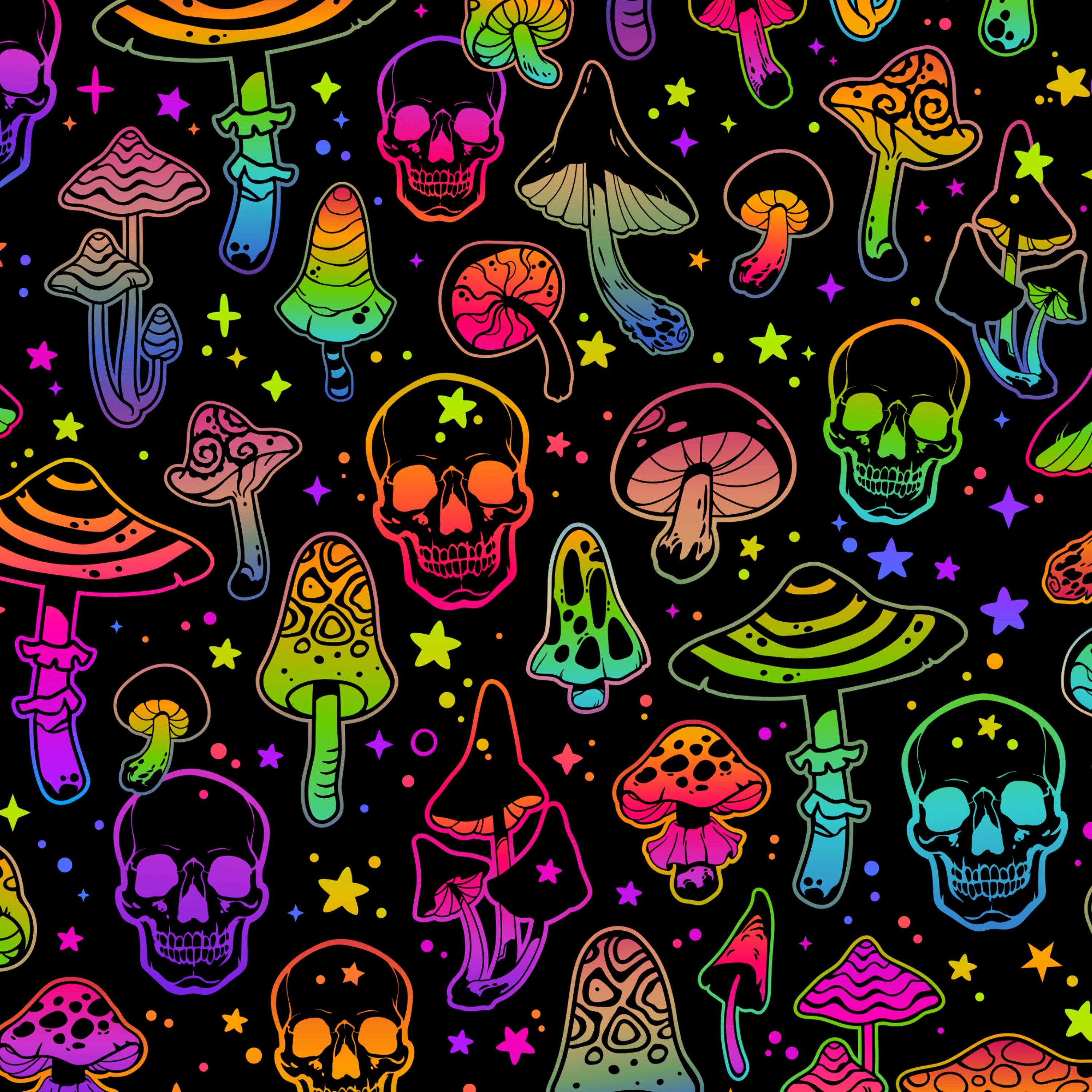 Colorful Wallpaper Mushroom Wallpaper Peelable Renters - Etsy