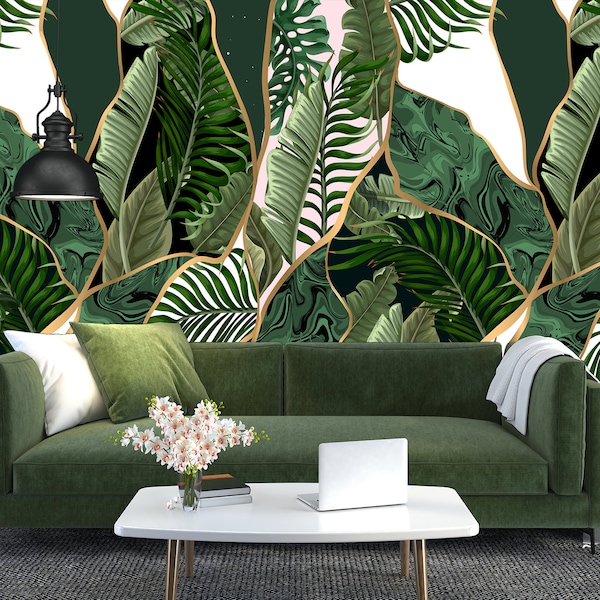 Palm Leaf Wall Mural - Etsy