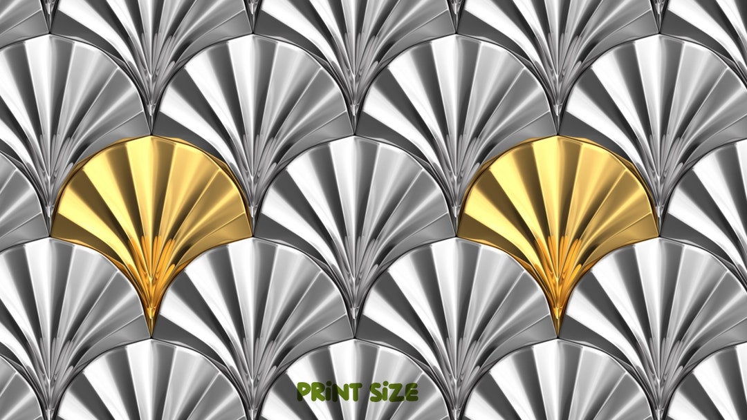 Gold and Silver Art Deco Mural, Wall Mural Wallpaper, Peel and Stick