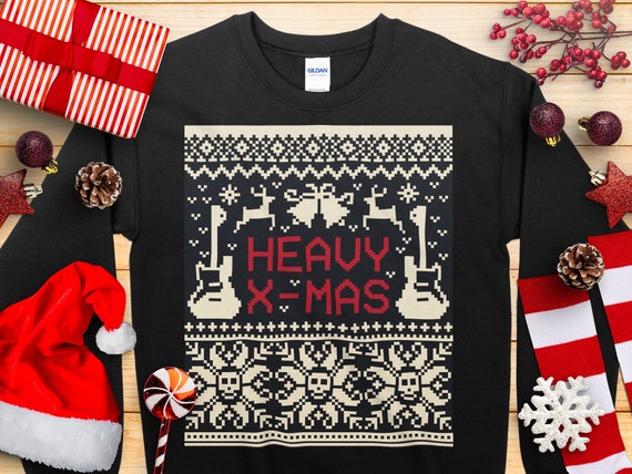 Ugly Christmas Sweater, Heavy Metal Skeletons, Gothic Sweater, Christmas Sweater, Not so Ugly X-mas Shirt