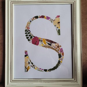 Pressed flower letter pressed leaves flora custom