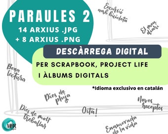 Paraules2_Palabras y frases en caligrafía artística en Catalán. SCRAPBOOK, Bullet journal, Project Life, ÁLBUMES DIGITALES. Descarga digital