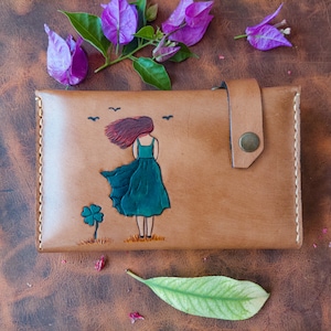 leather wallet,for gift, coins wallet,handmade leather card holder,woman leather wallet, leather wallet womans,genuine leather,flower