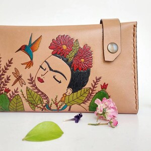 Leder Portemonnaie,Leder Portemonnaie,Handgemachte Leder Geldbörse,Leder Handarbeit,Blumen,Kartenhalter,Schminktäschchen,Geschenk