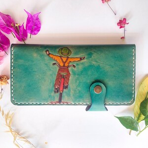 billetera de cuero,bicicleta,regalo para navidad,cuero hecho a mano,tarjetero,billetera de cuero mujer,billetera de cuero mujer,cuero genuino,accesorio