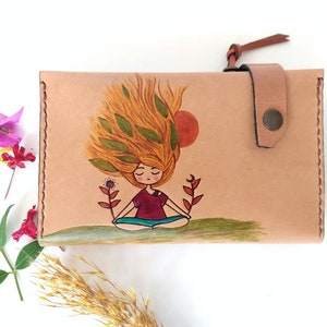 Cartera de piel para mujer, cartera de piel hecha a mano, regalo para mujer, regalo, artesanía hecha a mano, monedero, tarjetero, arte en piel, bolsos de piel, monederos