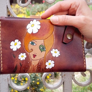 Leder Geldbörse,für Geschenk,Frau Blume,Frau styl,handgefertigtes Leder Kartenetui,Frau Leder Brieftasche,Leder Brieftasche,echtes Leder,