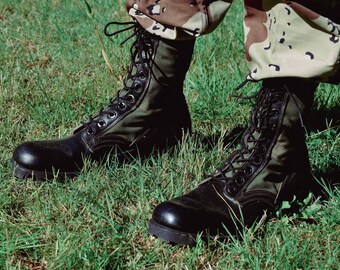 US Army Leather/Canvas Jungle Combat Boots US12N - Vietnam War 1968