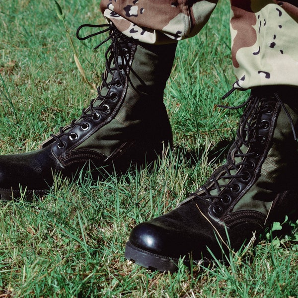 US Army Leather/Canvas Jungle Combat Boots US12N - Vietnam War 1968