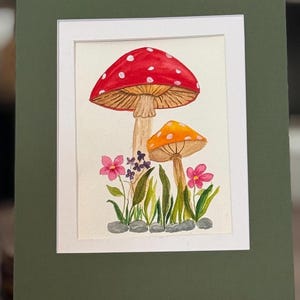 Handgemaltes,gerahmtes Original Aquarell Pilzbild.