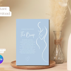 Minimalistische Message from the bump gepersonaliseerde babyshower decor blauw