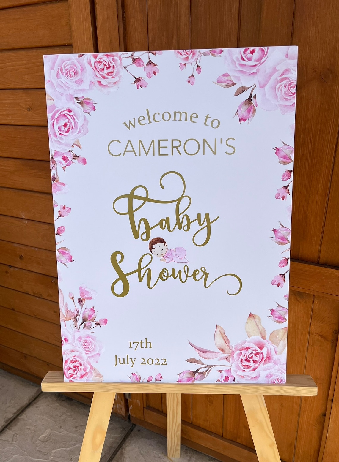 Pink Roses Baby Shower Board Etsy UK