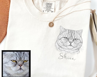 Camiseta personalizada para mascotas Comfort Colors® con foto y nombre, regalo personalizado, camiseta con gráfico de gato, regalo para amantes de las mascotas