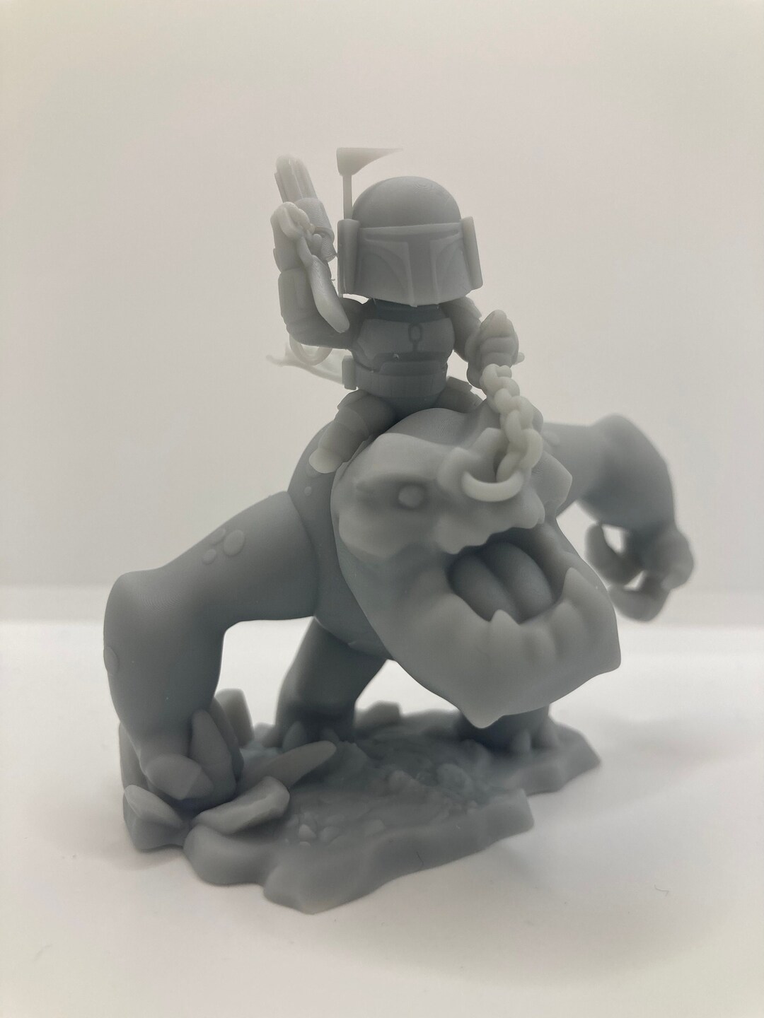 Boba Fett on Rancor Chibi | 4K Resin Miniatures | Custom Chibi Figure ...