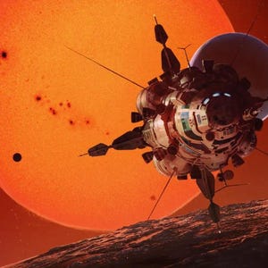 Stellar Survey Mission – Futuristic Space Exploration Art by Maciej Rebisz