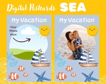 Postcards from Sea Vacation, Digital Sea Postcards, Digital Sea Holiday Postcards, Photos for your Friends, Max 5 Photos, DIGITAL DOWNLOAD