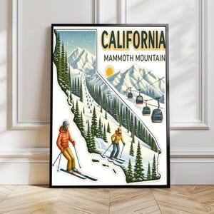 Carte de Mammoth Mountain Ski, California Mammoth Mountain Ski Poster - Decorate living room, bedroom, gift for sports enthusiasts
