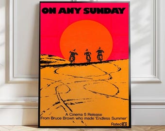 On Any Sunday (1971) カルト バイカー映画ポスター復刻版、約 18 x 12