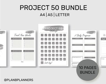 Project 50 Challenge Habit Tracker Planner Grey - Etsy