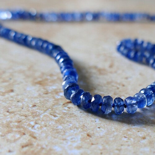 Hand Knotted Kyanite Necklace | Long Blue Gemstone, 14K Gold Filled