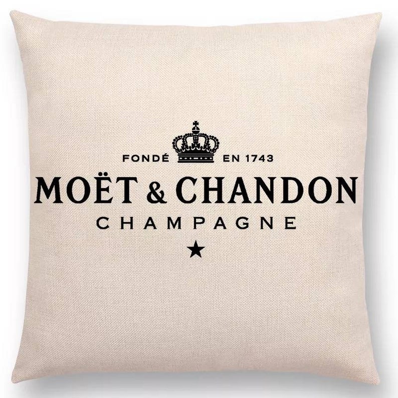 Handmade Luxury Champagne Themed Cushion Cover Cream and Black Star