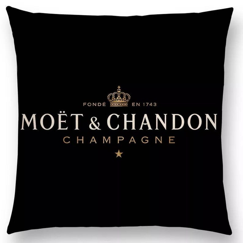 Handmade Luxury Champagne Themed Cushion Cover Black and Gold Star