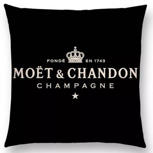 Handmade Luxury Champagne Themed Cushion Cover Black and White Star